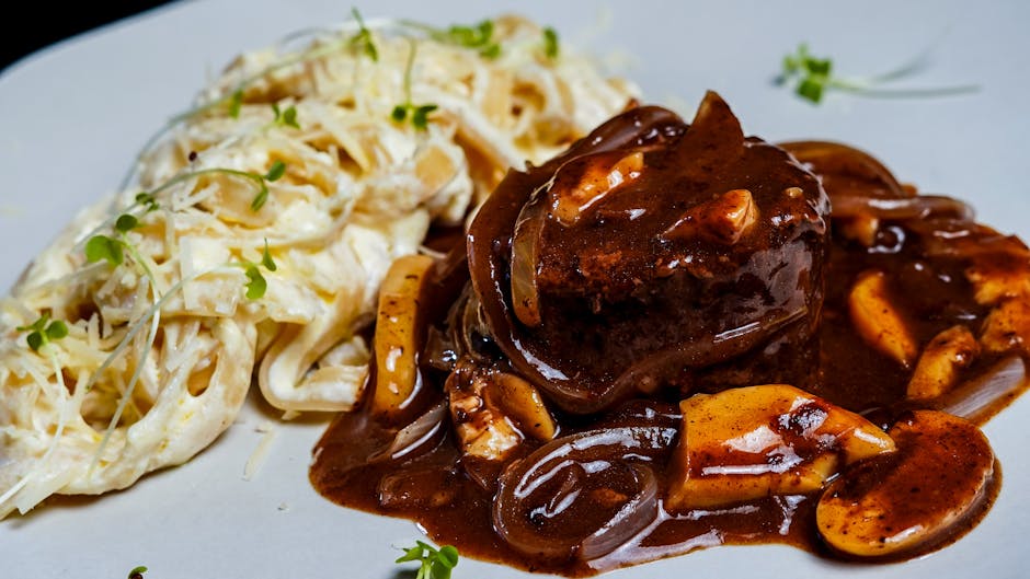 Ribeye-steak med sjokoladesaus og sopp