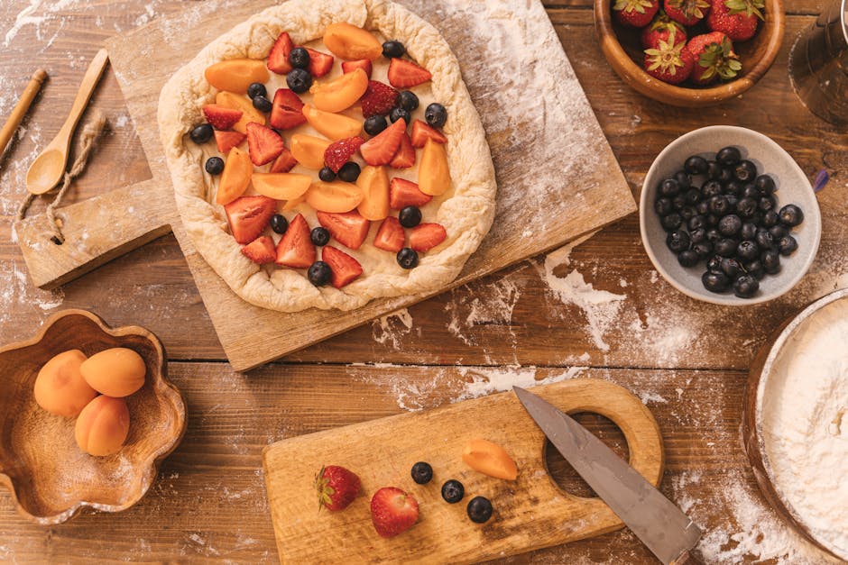 Rustikk fersken- og blåbærkrostata