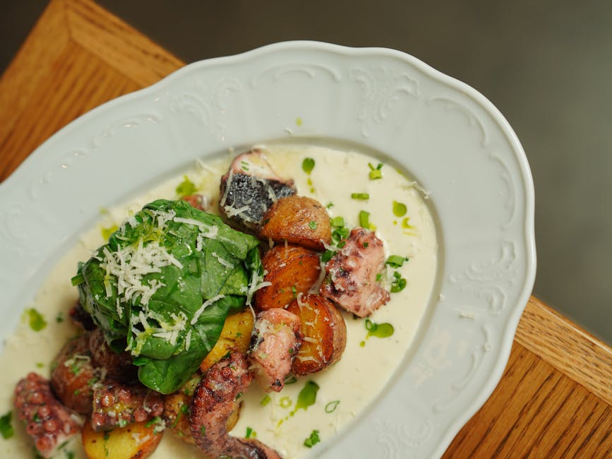 Kremet spinatsuppe med grillet blekksprut