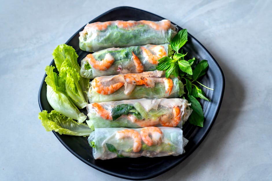 Sommerruller med butternut squash og grønnkålsalat