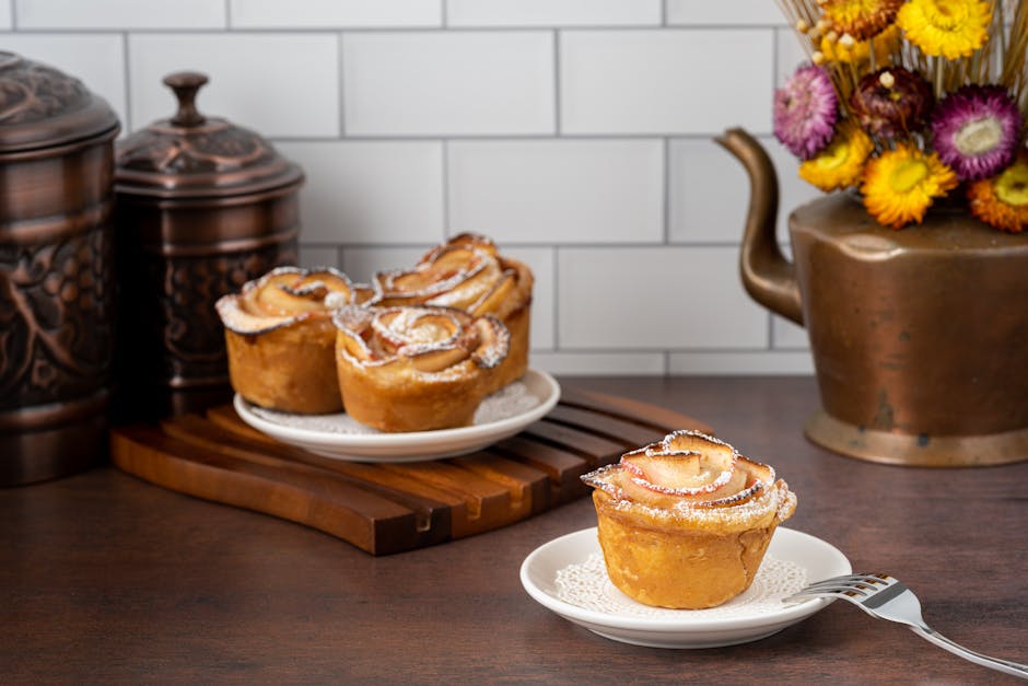 Karamell- og eplecupcakes med peanøtter