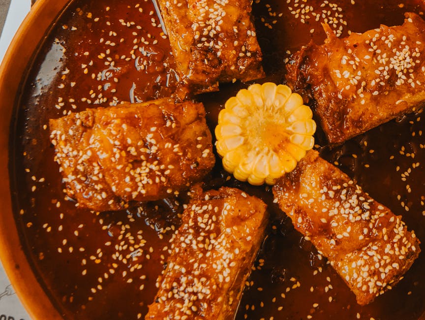 Luksuriøs hvitløksribbe med plommesaus