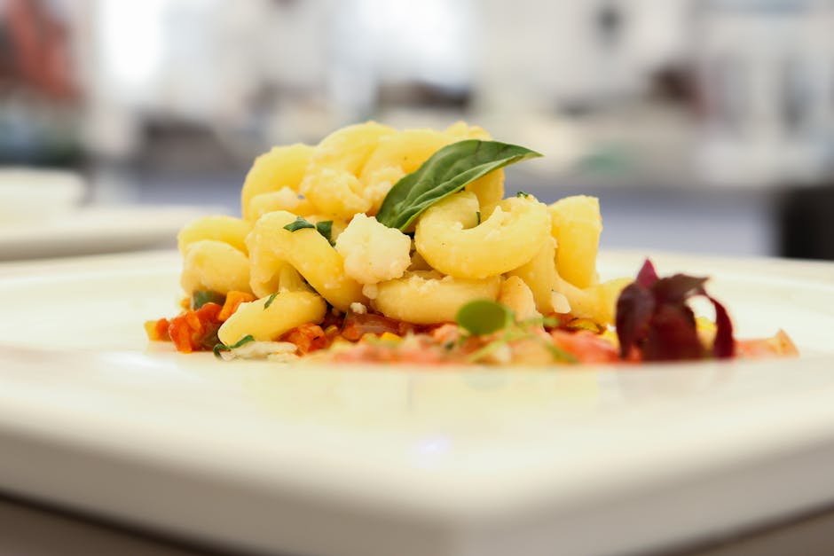 Cavatapi med kyllingragu, mozzarella og basilikum