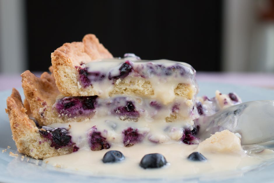 Kremet blåbærdessert med kjeksbunn