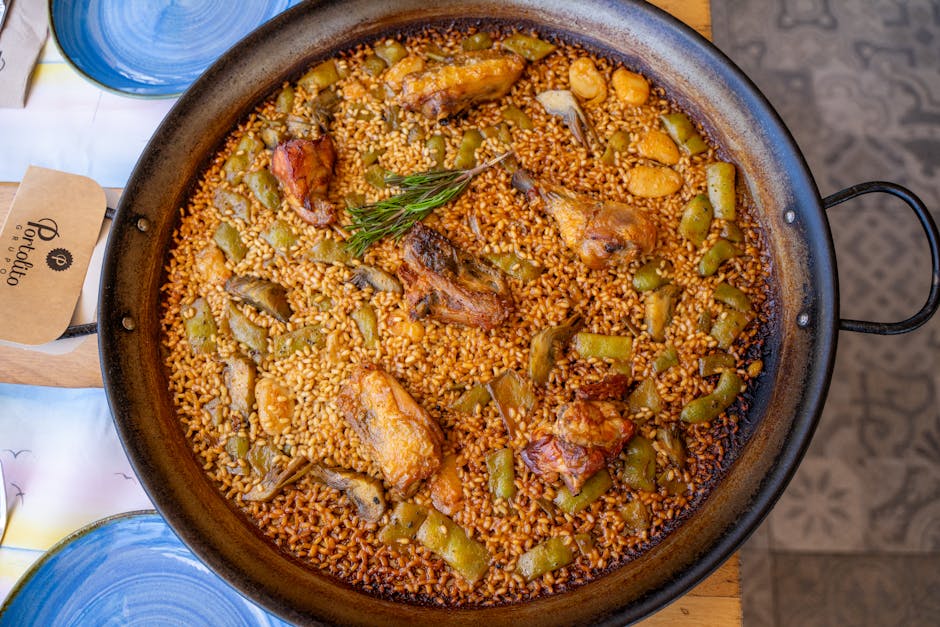 Meksikansk paella med blomkålris og kylling