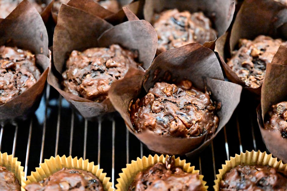 Gresskar-, blåbær- og cashewmuffins med sjokolade