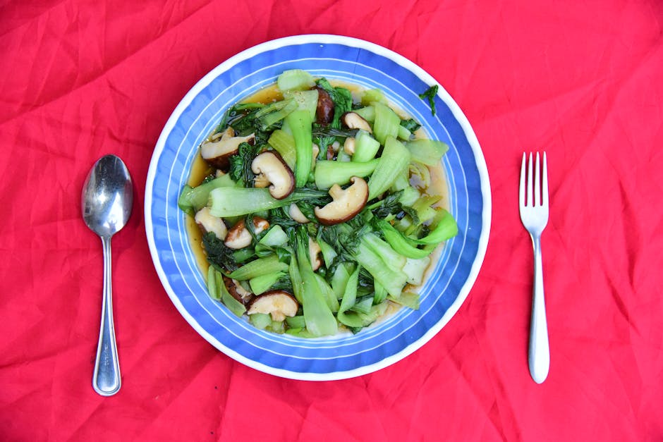 Bok choy og shiitake-sauté med umamisaus