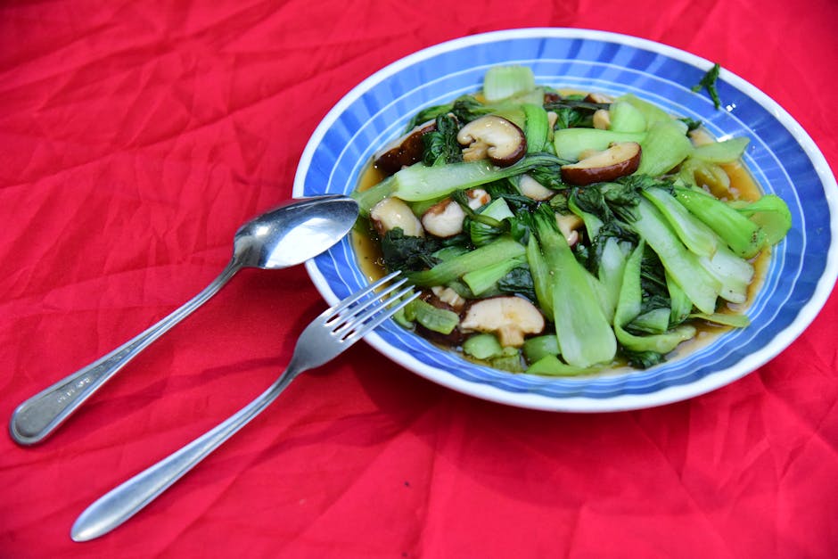 Woket Bok Choy med gulrot og sopp