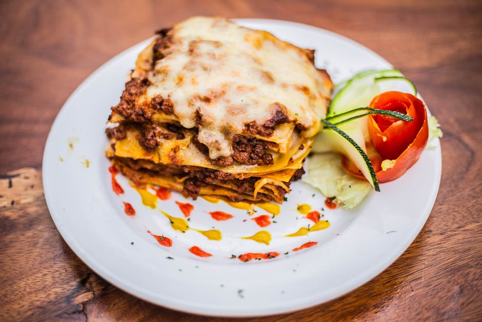 Squashlasagne med kjøttsaus og ost