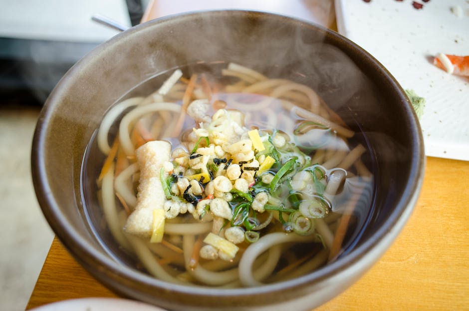Udon-nudelsuppe med grønnsaker