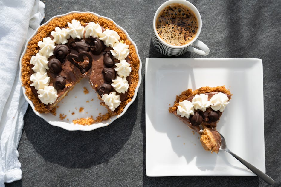 Sjokoladepai med mandler og vaniljepudding