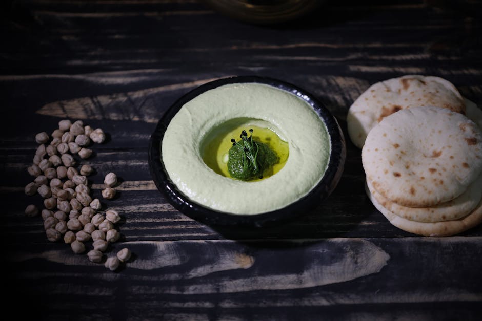 Grønn hummus med bakt hvitløk