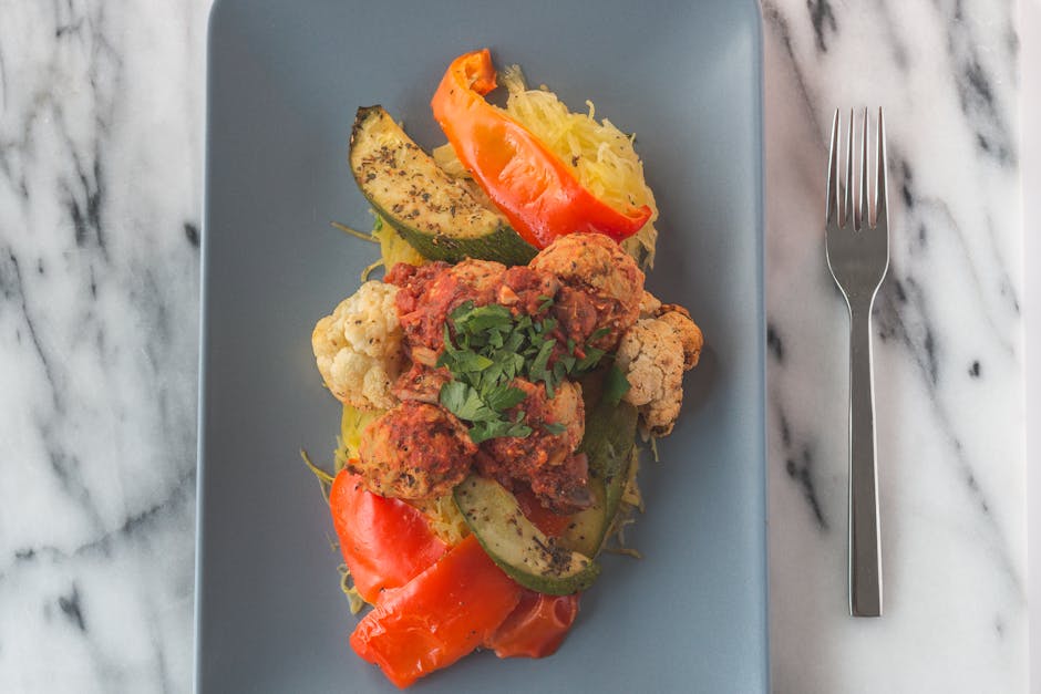 Spaghetti og kjøttboller med squash og quinoa