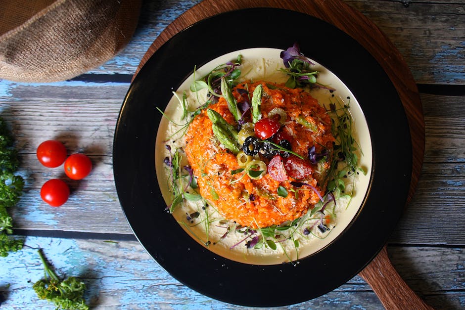 Kremet aspargesrisotto med sopp og tomat