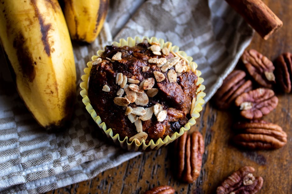 Muffins med kastanje og karamellisert banan