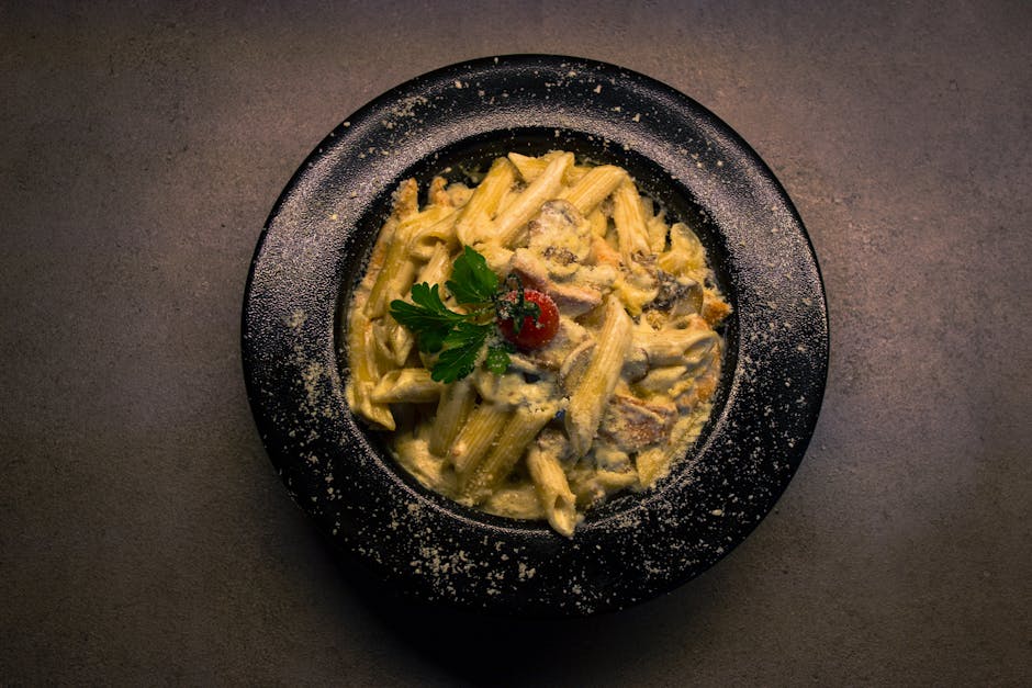 Pasta med kremet viltsaus og sopp