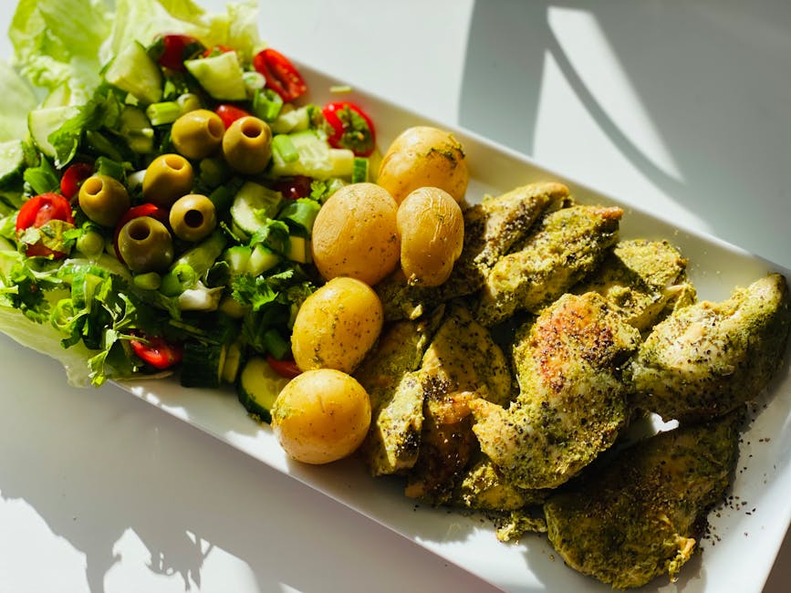 Stekt kylling med poteter og oliven