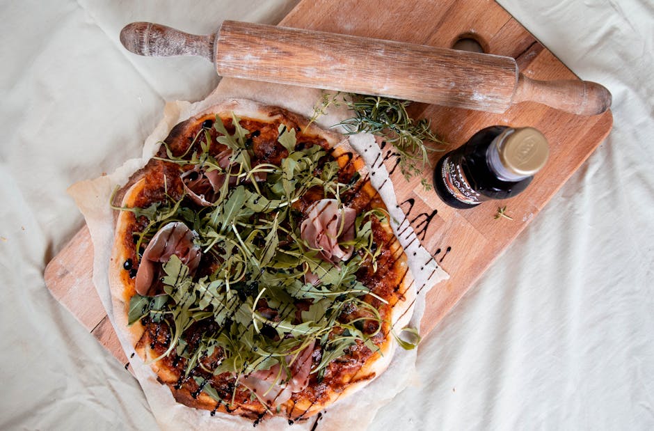 Margherita-pizza med ruccola og balsamico