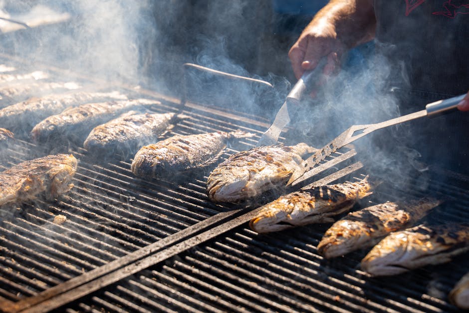 Røkt svartbass på grill