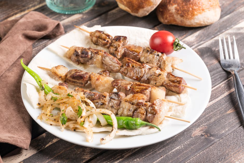 Lammekebab med urter, tomat og squash