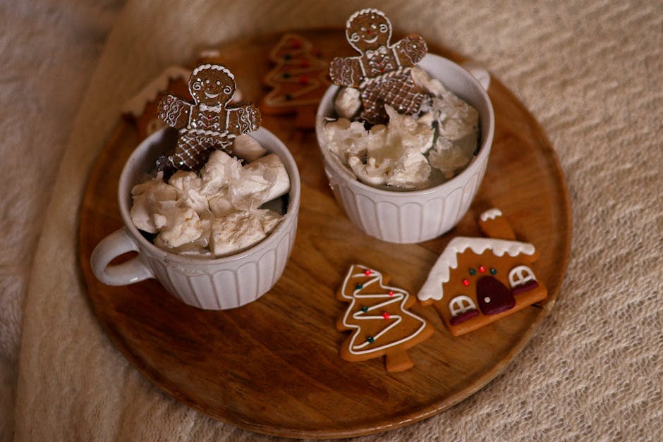 Hvit sjokolade- og myntepudding med pepperkakebrittle