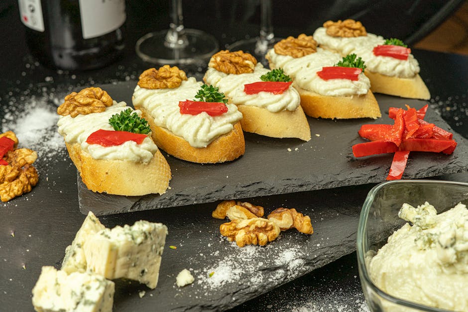 Paprikastabler med kremost og mandler