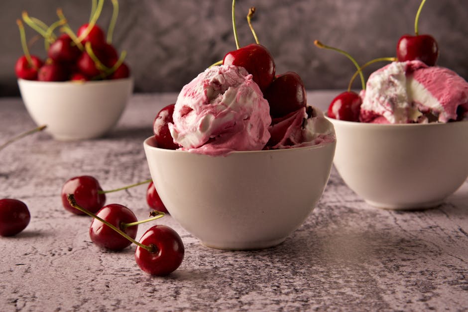 Kremet kirsebærgelato