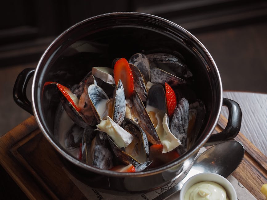 Blåskjell med andouillepølse og paprika