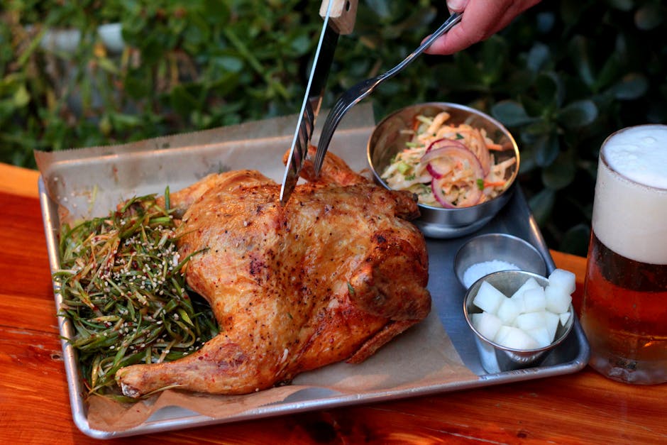 Helstekt kylling med cashew-tarator og selleri
