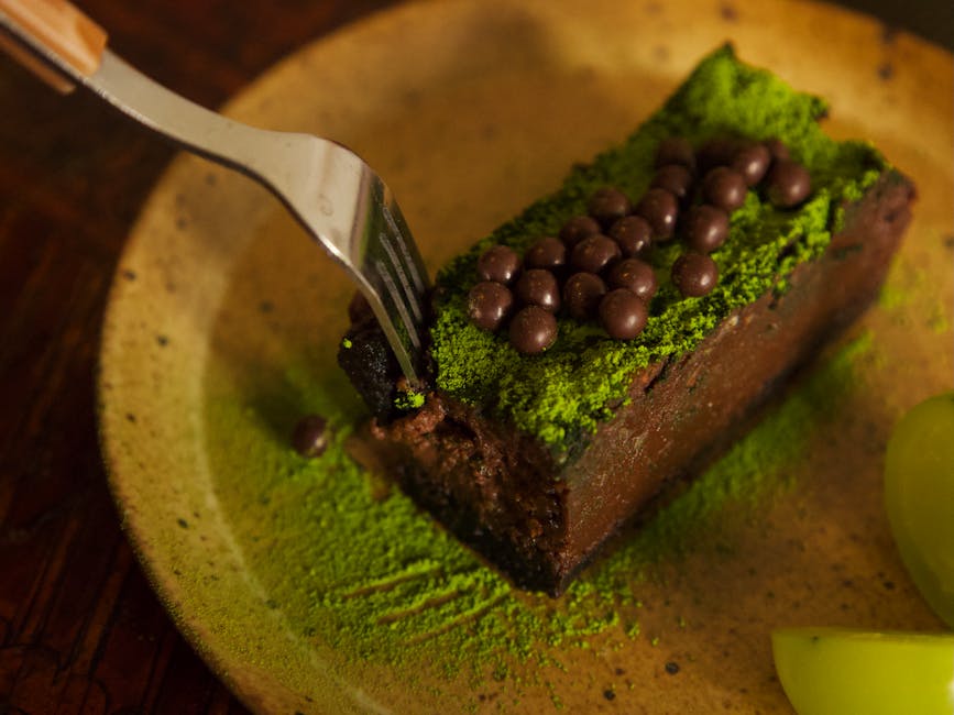 Grønn te- og appelsinkake med sjokoladebiter