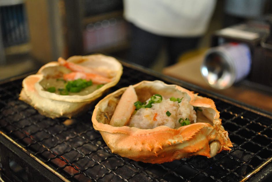 Grillede softshellkreps med Vidalia-løk