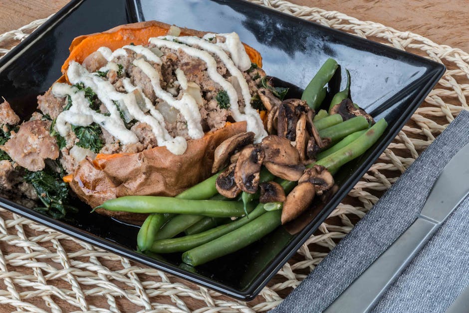 Grønne bønner og sopp med urter