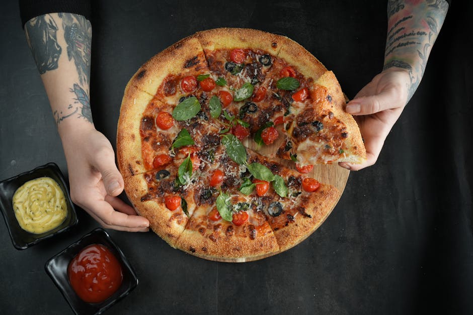 Grillet pizza med basilikum og oliven