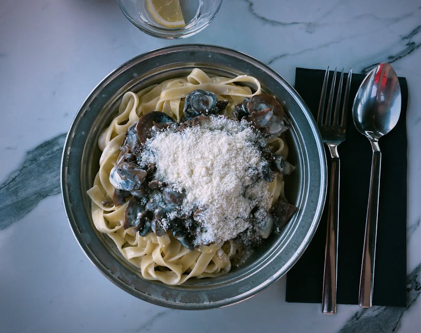 Linguine med kremet muslingsaus og sopp