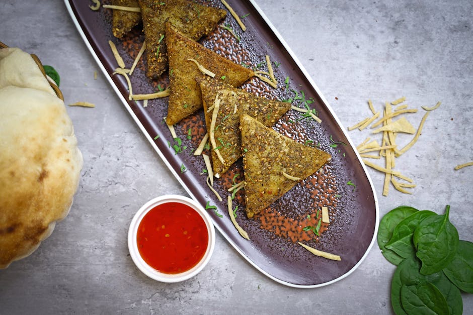 Krydrede samosas med oksekjøtt og potet