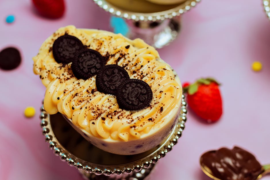 Frossen jordbær- og oreodessert