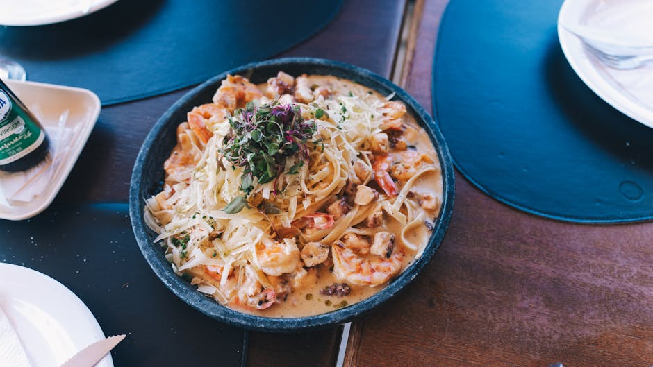 Kremet sjømat-linguine med reker og krabbe