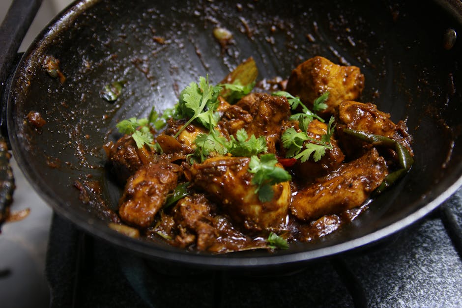 Krydret peanøttkyllingwok