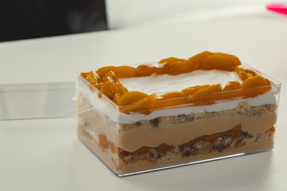 Fersken- og kremkake med vanilje