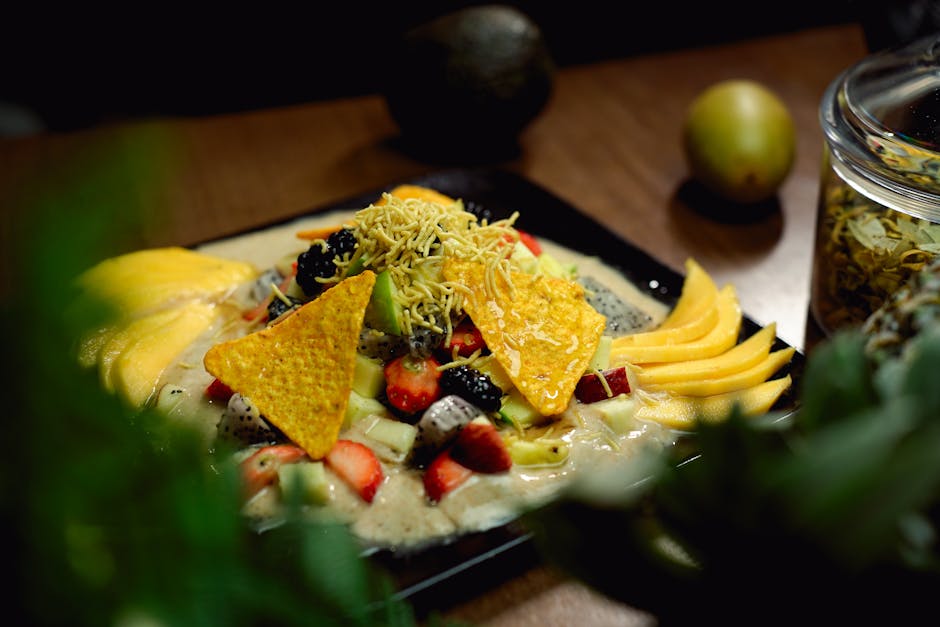 Krabbesalat med eple og mango på spisskummen-eplechips