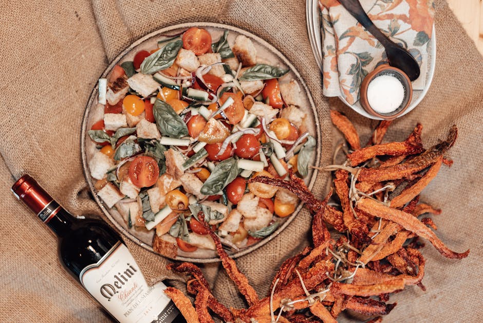 Panzanella med ovnsbakt paprika og salami