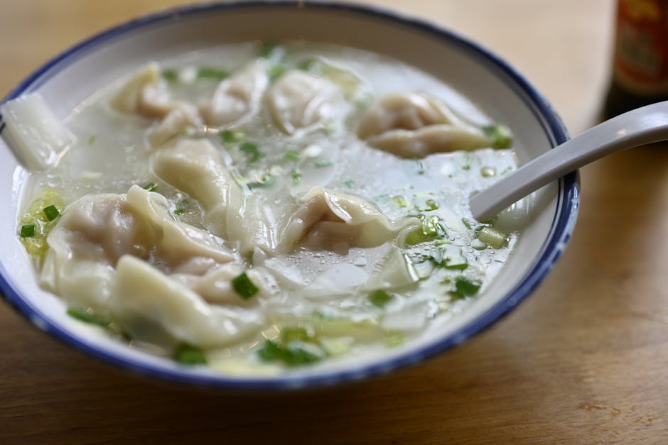 Wontonsuppe med sopp- og squashboller
