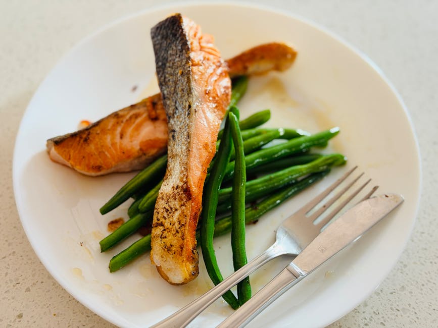 Rødstrømfilet med grønne bønner og aprikoser