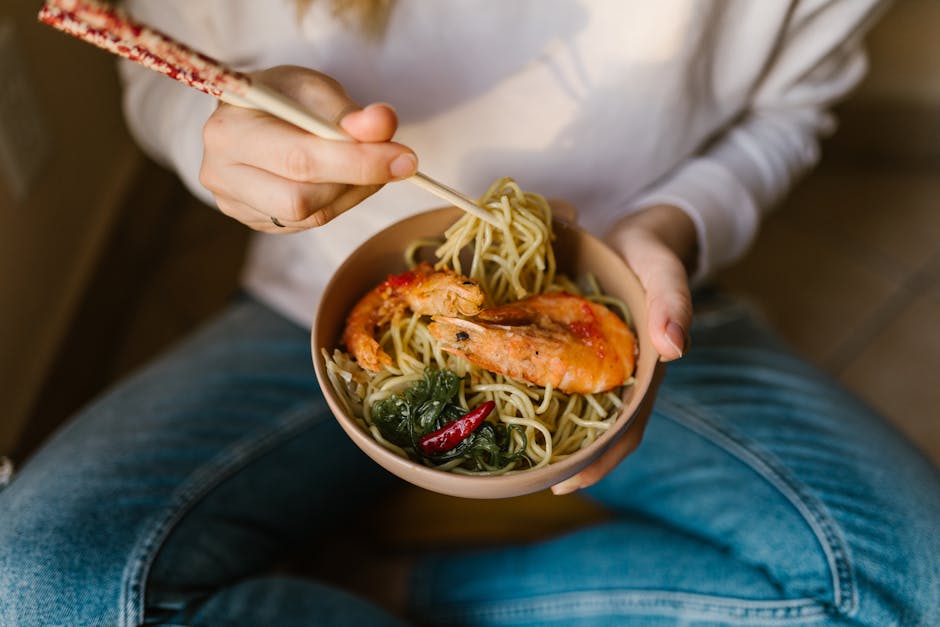 Grønn karri med reker og risnudler