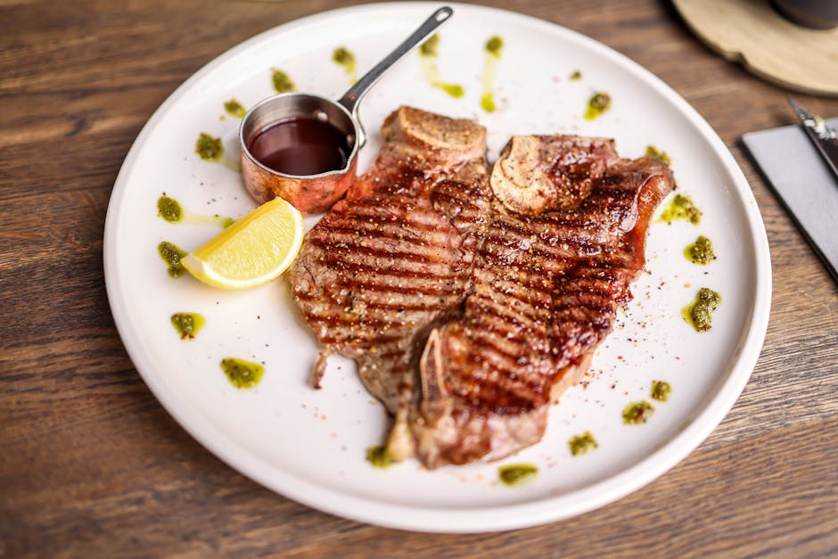 T-bone-biff med trippel pepper og timian
