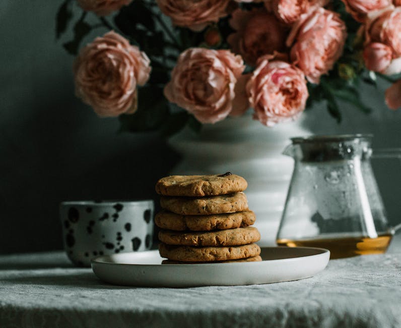 Kandiserte rosenblader og sjokoladekjeks