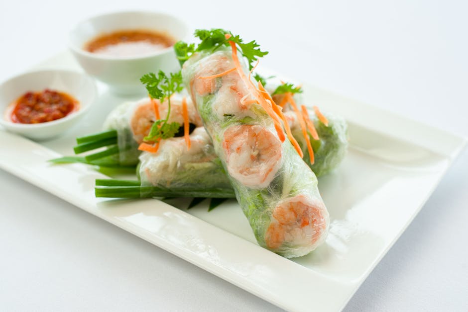 Vietnamesiske vårruller med reker og dippsaus
