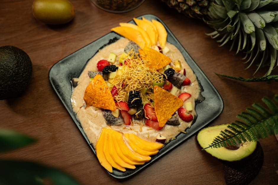 Avokado- og mangosalad med pasjonsfruktvinaigrette