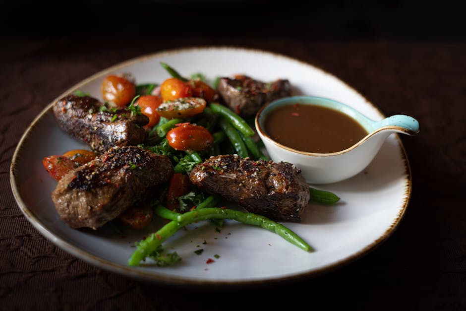 Gazpacho med grønne bønner og grillede tomater
