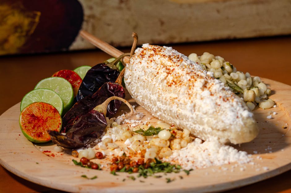 Grillet og rå mais med chili og ost